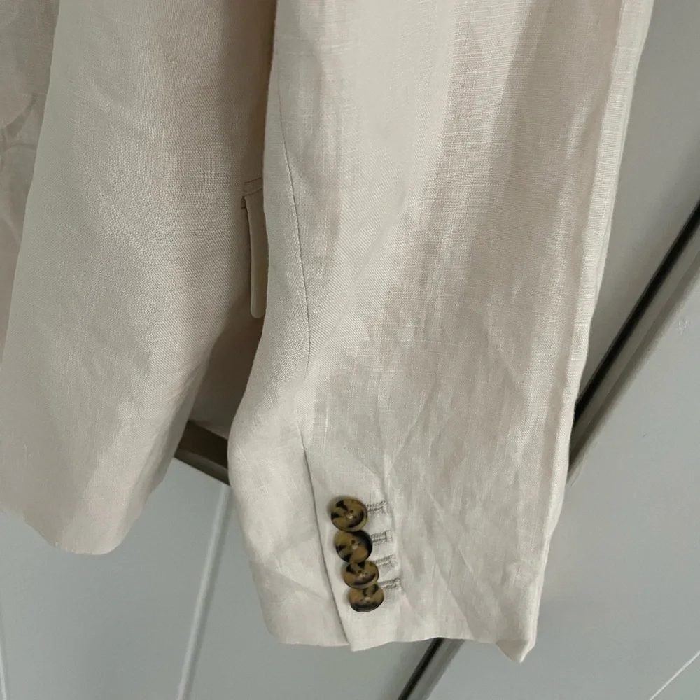 Quince Cream Single-Button Linen Blazer - Picture 6 of 9